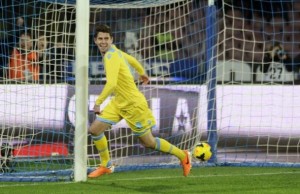 Jorginho segna alla Roma nella semifinale di Coppa Italia 2013-2014 (foto: corrieregiallorosso.com)