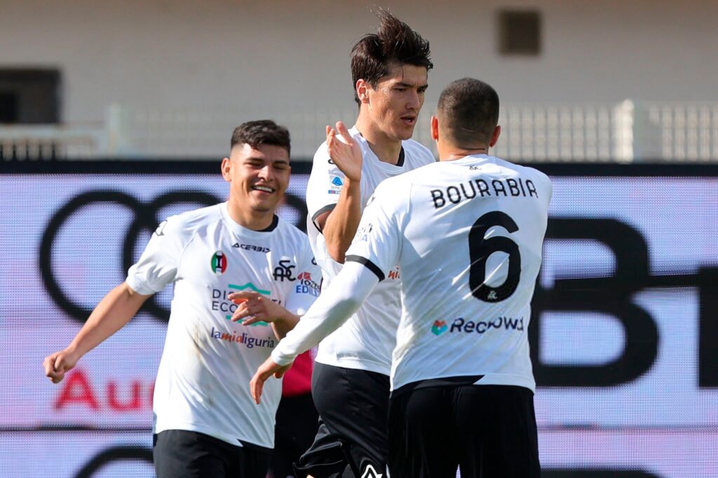 Eldor Shomurodov Spezia celebration
