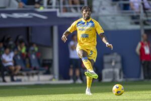 Caleb Okoli (Frosinone) during the Italian Serie A match between Bologna 2-1 Frosinone at Renato Dall Ara Stadium on Oct