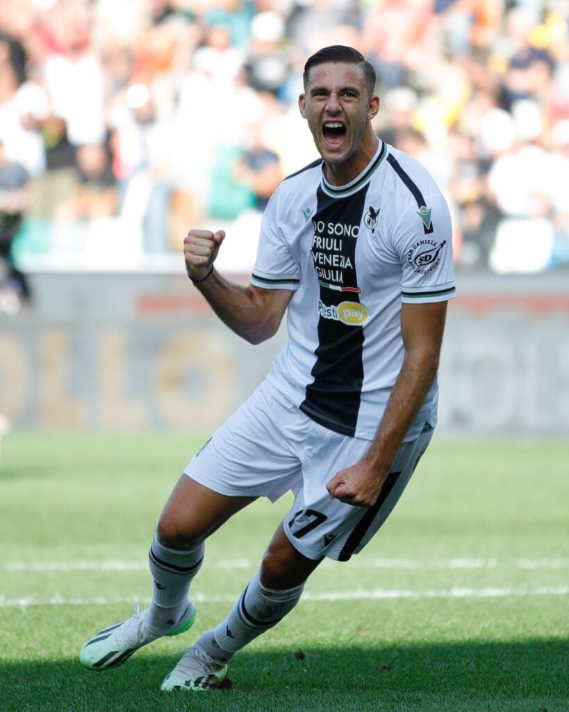 Lorenzo Lucca Udinese celebration