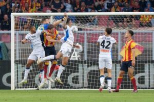 Lecce, Italy: Gianluca Scamacca of Atalanta scores a goal of 0-2 during US Lecce vs Atalanta BC, Italian soccer Serie A