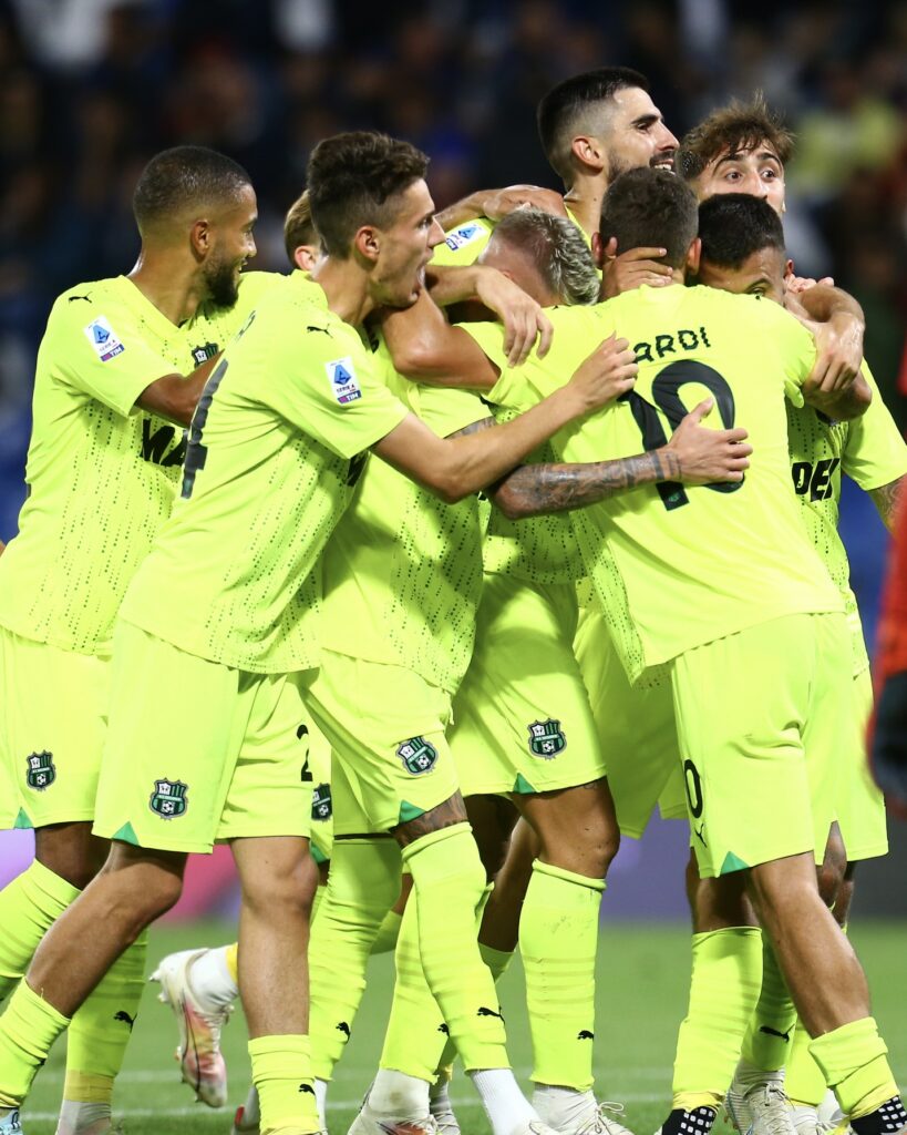 Sassuolo squad celebration